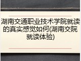 湖南交通职业技术学院就读的真实感觉如何(湖南交院就读体验)