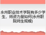 永州职业技术学院有多少学生，师资力量如何(永州职院师生规模)