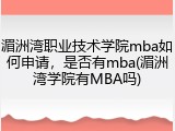 湄洲湾职业技术学院mba如何申请，是否有mba(湄洲湾学院有MBA吗)