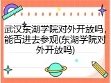 武汉东湖学院对外开放吗，能否进去参观(东湖学院对外开放吗)