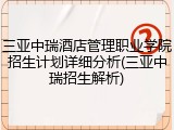 三亚中瑞酒店管理职业学院招生计划详细分析(三亚中瑞招生解析)