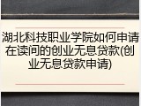 湖北科技职业学院如何申请在读间的创业无息贷款(创业无息贷款申请)