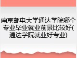 南京邮电大学通达学院哪个专业毕业就业前景比较好(通达学院就业好专业)