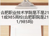 合肥职业技术学院是不是211或985高校(合肥职院是211/985吗)