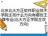 北京北大方正软件职业技术学院主攻什么方向有哪些王牌专业(北大方正学院主攻方向)