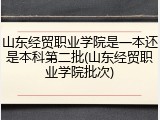 山东经贸职业学院是一本还是本科第二批(山东经贸职业学院批次)