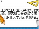 辽宁理工职业大学对外开放吗，能否进去参观(辽宁理工职业大学开放参观吗)