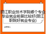 丽江职业技术学院哪个专业毕业就业前景比较好(丽江职院好就业专业)