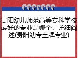 贵阳幼儿师范高等专科学校最好的专业是哪个，详细阐述(贵阳幼专王牌专业)