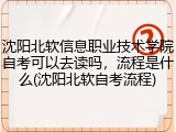 沈阳北软信息职业技术学院自考可以去读吗，流程是什么(沈阳北软自考流程)