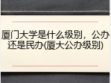 厦门大学是什么级别，公办还是民办(厦大公办级别)