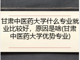 甘肃中医药大学什么专业就业比较好，原因是啥(甘肃中医药大学优势专业)