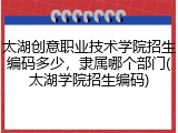 太湖创意职业技术学院招生编码多少，隶属哪个部门(太湖学院招生编码)