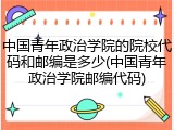 中国青年政治学院的院校代码和邮编是多少(中国青年政治学院邮编代码)