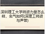 深圳理工大学师资力量怎么样，名气如何(深理工师资与声誉)