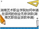 湖南艺术职业学院如何申请在读间的创业无息贷款(湖南艺职创业贷款申请)