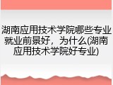 湖南应用技术学院哪些专业就业前景好，为什么(湖南应用技术学院好专业)
