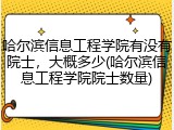哈尔滨信息工程学院有没有院士，大概多少(哈尔滨信息工程学院院士数量)