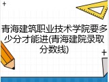 青海建筑职业技术学院要多少分才能进(青海建院录取分数线)