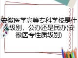 安徽医学高等专科学校是什么级别，公办还是民办(安徽医专性质级别)