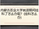 内蒙古农业大学就读期间挂科了怎么办呢？(挂科怎么办)