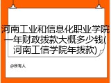河南工业和信息化职业学院一年财政拨款大概多少钱(河南工信学院年拨款)
