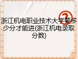 浙江机电职业技术大学要多少分才能进(浙江机电录取分数)