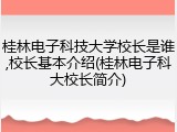 桂林电子科技大学校长是谁,校长基本介绍(桂林电子科大校长简介)