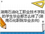湖南石油化工职业技术学院的学生毕业都怎么样了(湖南石化职院毕业去向)