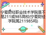 宁夏财经职业技术学院是不是211或985高校(宁夏财经学院属211985吗)
