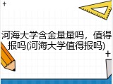 河海大学含金量量吗，值得报吗(河海大学值得报吗)