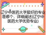 辽宁中医药大学最好的专业是哪个，详细阐述(辽宁中医药大学优势专业)