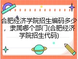 合肥经济学院招生编码多少，隶属哪个部门(合肥经济学院招生代码)