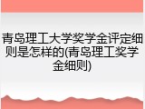 青岛理工大学奖学金评定细则是怎样的(青岛理工奖学金细则)
