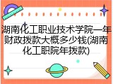 湖南化工职业技术学院一年财政拨款大概多少钱(湖南化工职院年拨款)