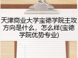 天津商业大学宝德学院主攻方向是什么，怎么样(宝德学院优势专业)
