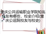 重庆公共运输职业学院知名校友有哪些，校史介绍(重庆公运院校友与校史)