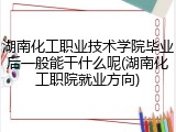 湖南化工职业技术学院毕业后一般能干什么呢(湖南化工职院就业方向)