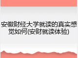 安徽财经大学就读的真实感觉如何(安财就读体验)