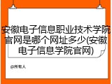 安徽电子信息职业技术学院官网是哪个网址多少(安徽电子信息学院官网)