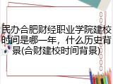 民办合肥财经职业学院建校时间是哪一年，什么历史背景(合财建校时间背景)