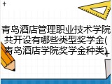 青岛酒店管理职业技术学院共开设有哪些类型奖学金(青岛酒店学院奖学金种类)