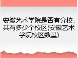 安徽艺术学院是否有分校，共有多少个校区(安徽艺术学院校区数量)