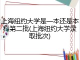 上海纽约大学是一本还是本科第二批(上海纽约大学录取批次)