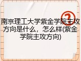 南京理工大学紫金学院主攻方向是什么，怎么样(紫金学院主攻方向)