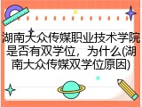 湖南大众传媒职业技术学院是否有双学位，为什么(湖南大众传媒双学位原因)