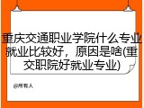 重庆交通职业学院什么专业就业比较好，原因是啥(重交职院好就业专业)