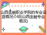 山西金融职业学院的专业设置概况介绍(山西金融专业概况)