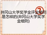 井冈山大学奖学金评定细则是怎样的(井冈山大学奖学金细则)