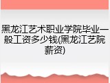 黑龙江艺术职业学院毕业一般工资多少钱(黑龙江艺院薪资)